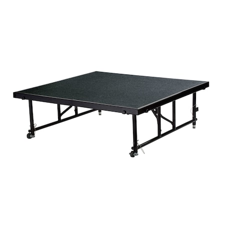 National Public Seating Stage Platform, 4 Ft. x 4 Ft. x 24"-32" Adjustable Height, Black Carpet TFXS48482432C-10